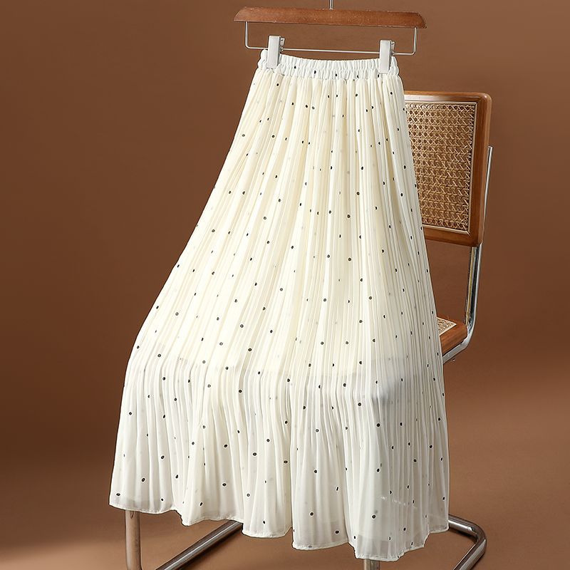 Small-wave-dot Chiffon Pleated Skirt For Women