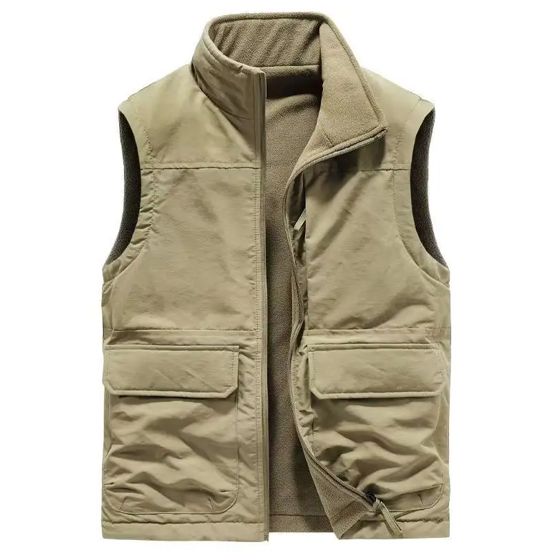 Men's Outdoor Double-sided Wear Velvet Vest Multi-pocket