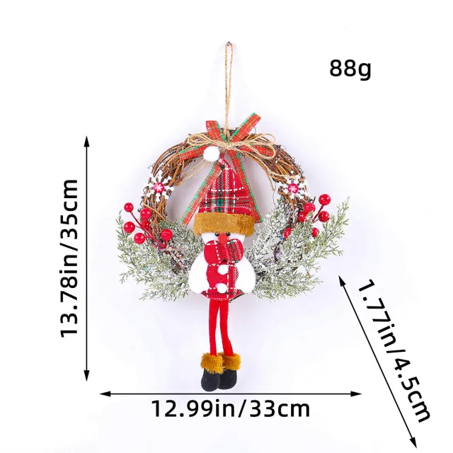 Christmas Handmade Vine Ring Garland Door Hanging Wall Hanging Decoration Elk Wreath Rattan Small Size Snowman Style - Shop at LoveMi