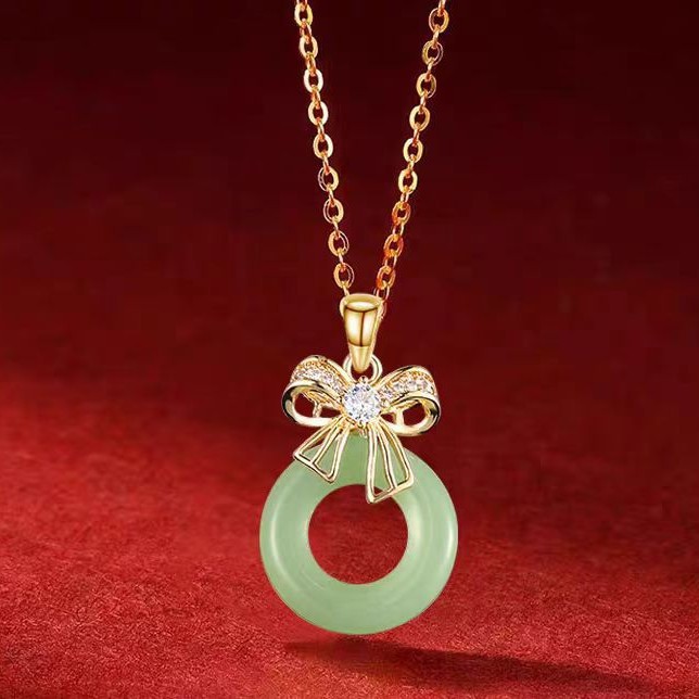 New Chinese Style Bowknot Peace Buckle Clavicle Chain Necklace