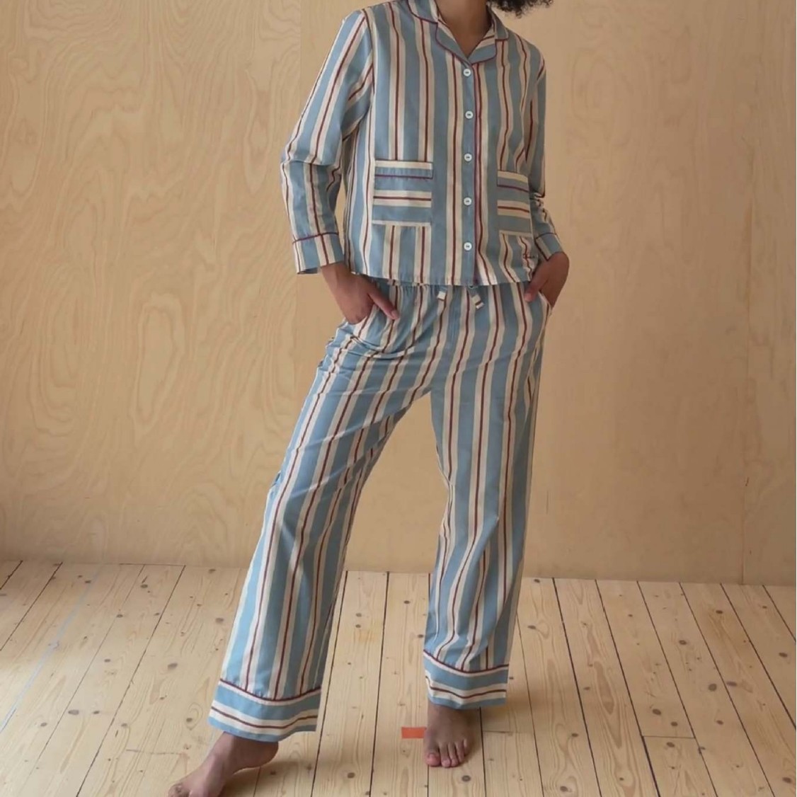 Women's Long-sleeved Trousers Wide Striped Printed Casual