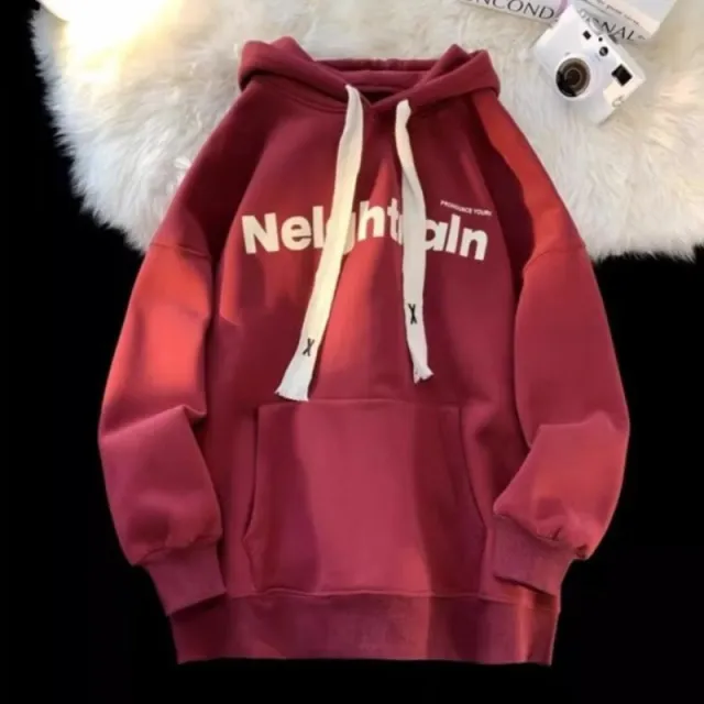 Autumn Winter Sweater Wine Red Hooded Red Thin - Shop at LoveMi