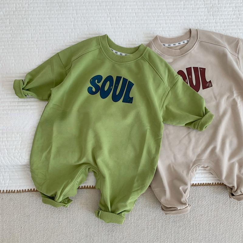 Boys And Girls Long Sleeve Letter Jumpsuit