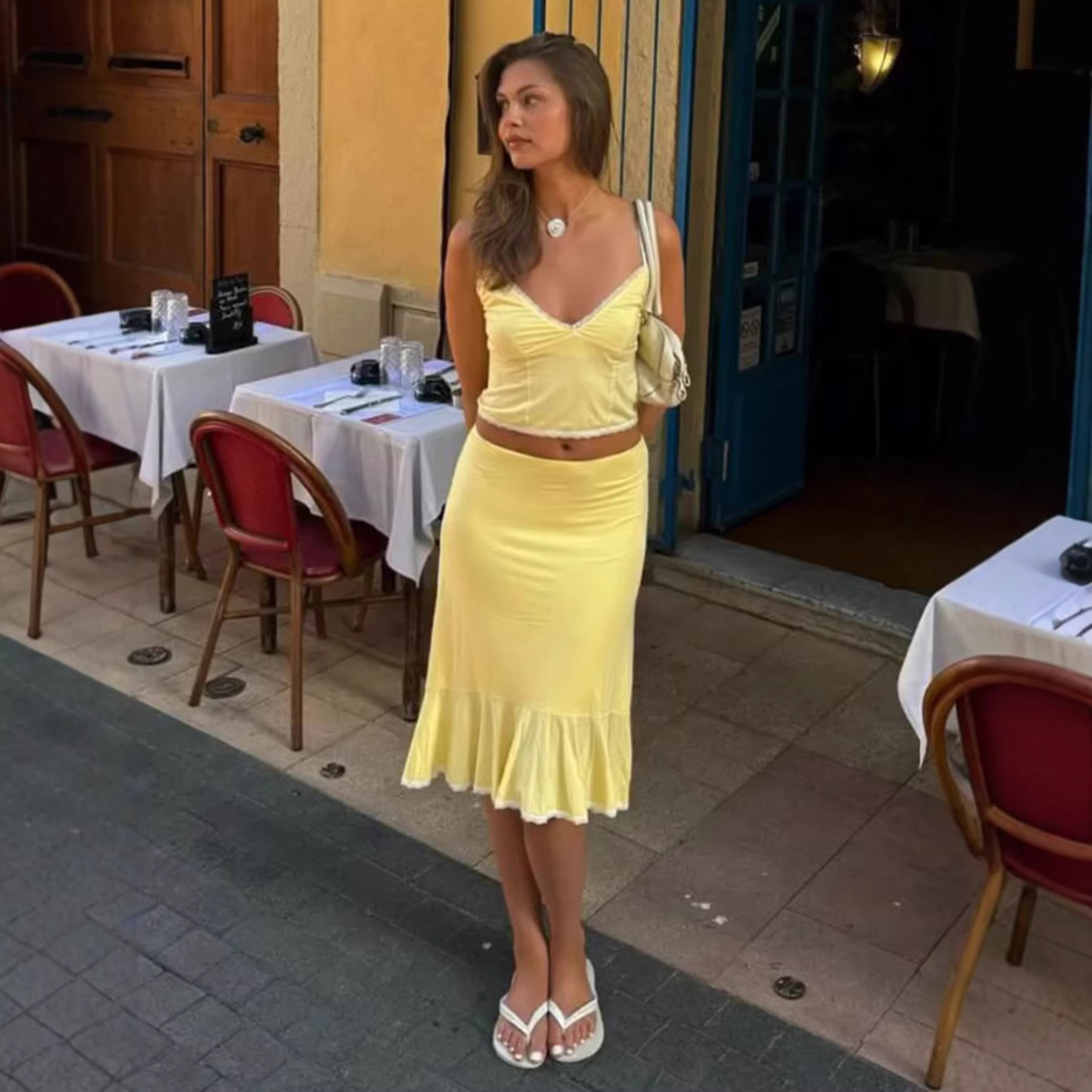 Womens Lace Minimalist Two-Piece Set
