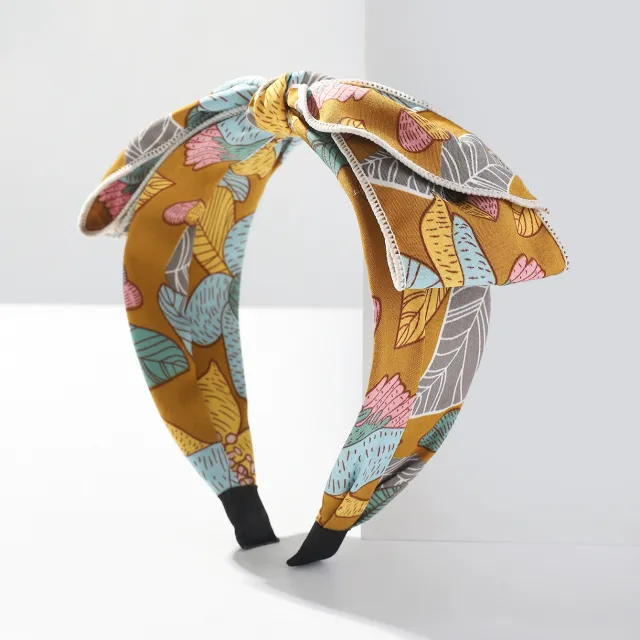 New Floral French Fashion Printed Hair Bow Hair Golden - Shop at LoveMi