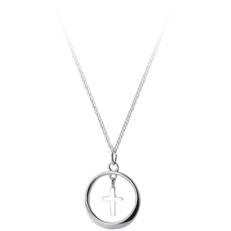 Ins Hip Hop Sterling Silver Cross Necklace