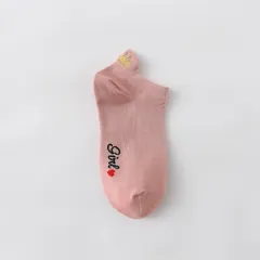 Women's Heel Crown Embroidered Combed Cotton Low Top Low Cut Socks Boat Socks - Pink - View 1
