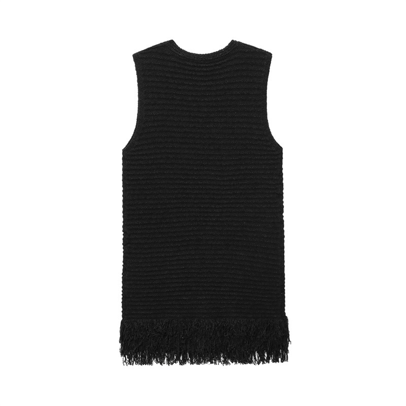 Women's Fashion Trend Tassel Plaid Knitted Dress