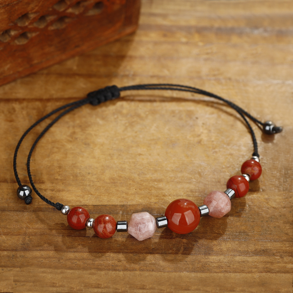 Beaded Sunstone Redstone Copper Bead Combination Crystal Bracelet