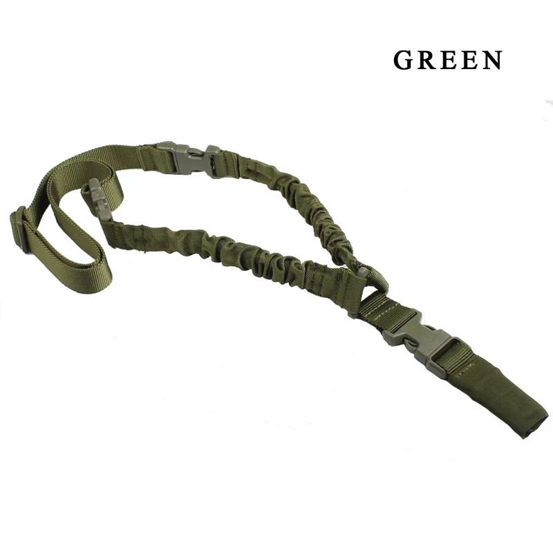 1000D-Heavy-Duty-Tactical-One-1-Single-Point-Sling-Adjustable-Bungee-Rifle-Gun-Sling-Strap-for-Airsoft-Hunting-Military RL30-0001 Green