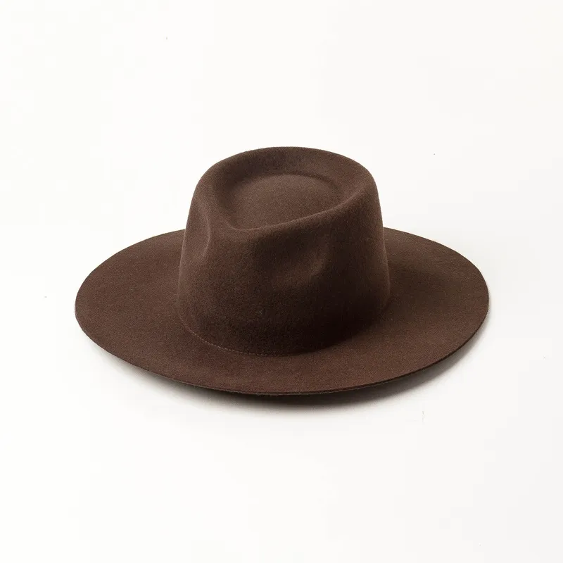 New Delicate Woolen Jazz Top Hat Casual Fashion Felt - Coffee
