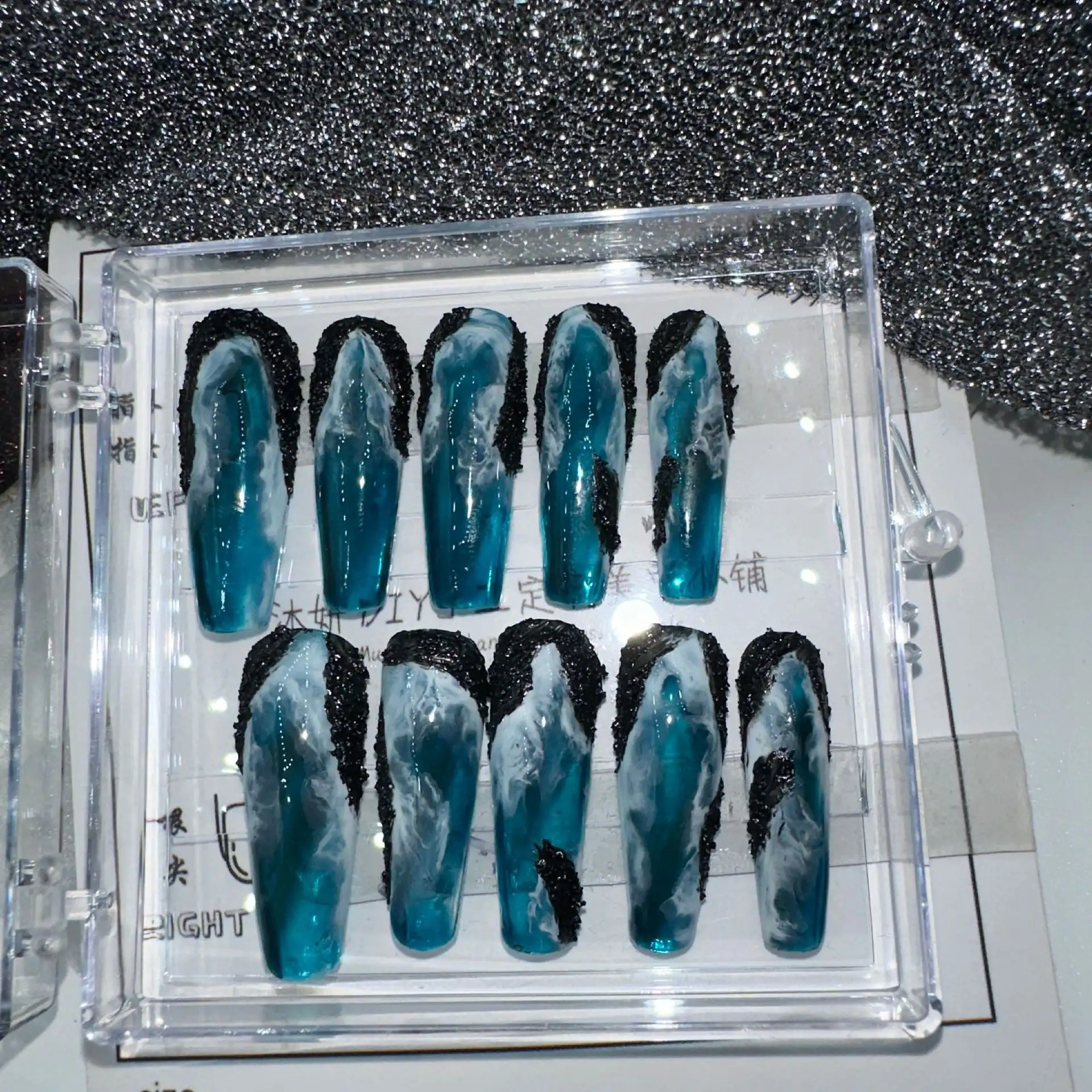 Handmade Nail Hand Painted Smudges Ice Transparent HAILANG Nail Art