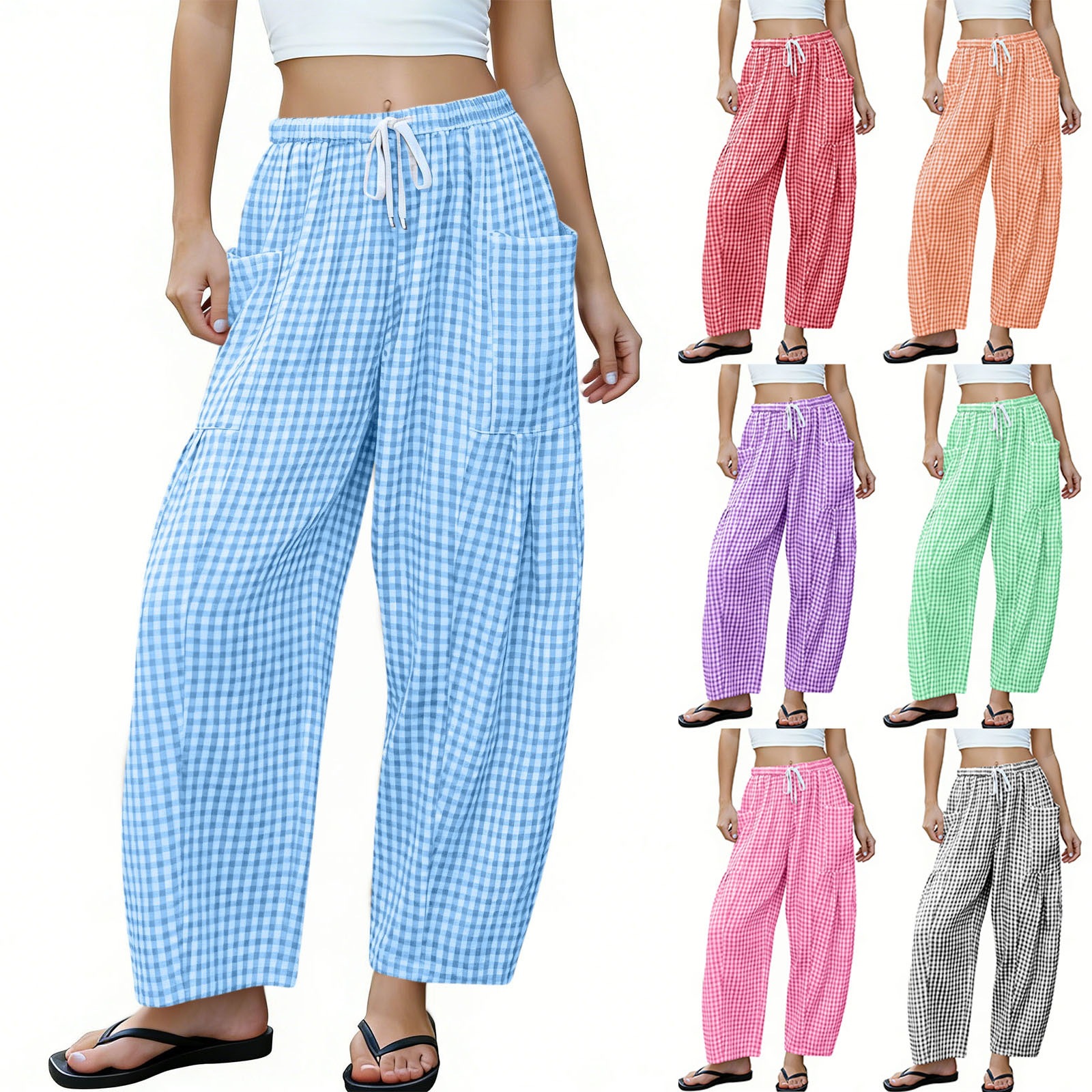High-waisted Loose-fit Draping Figure-flattering Casual Floor-length Pants