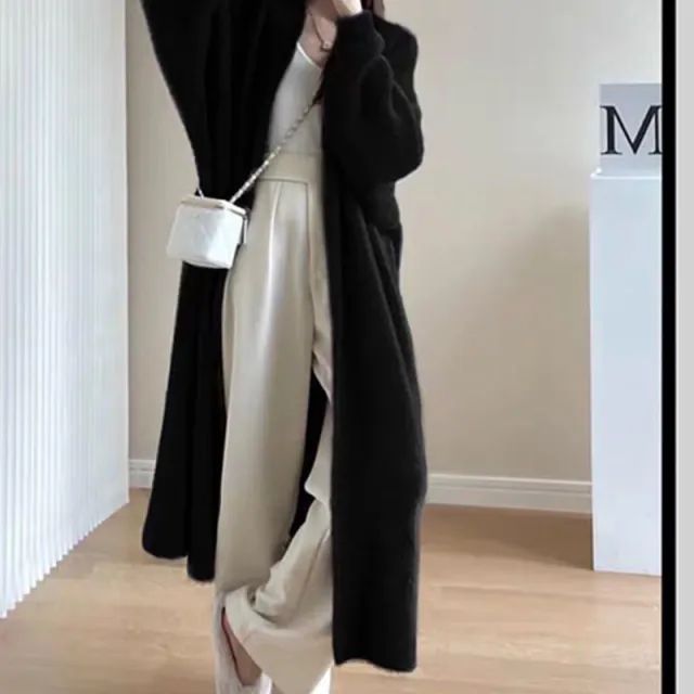 Lengthen And Thicken Long Sweater Coat Black - Shop at LoveMi