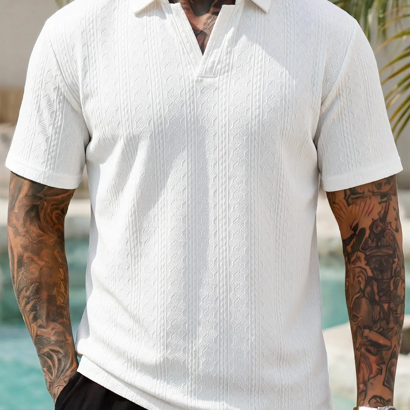 Summer New Arrival Mens Jacquard Polo Shirt