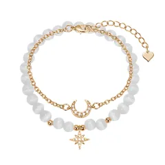 Women's Star Moon Opal Bracelet - Gold - View 1