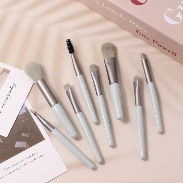 Macarons Mini Makeup Brushes Suit Portable Models Beauty Tools 8 Dark Green Brushes - Shop at LoveMi