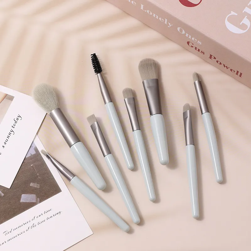 Macarons Mini Makeup Brushes Suit Portable Models Beauty Tools - 8 Dark Green Brushes
