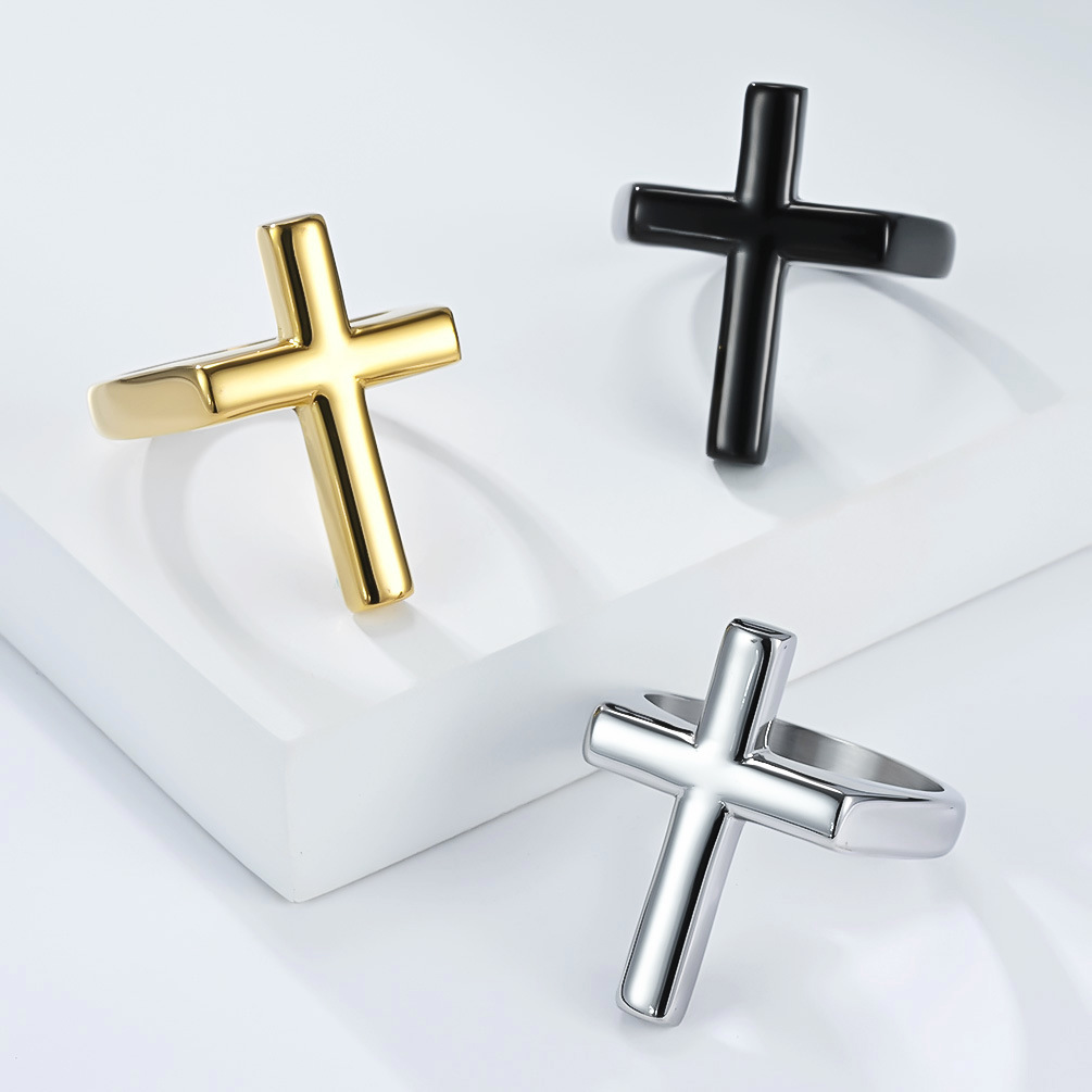 Simple Glossy Titanium Steel Ring With 18K Gold Platingstreet-style Niche Design For The Index Finger