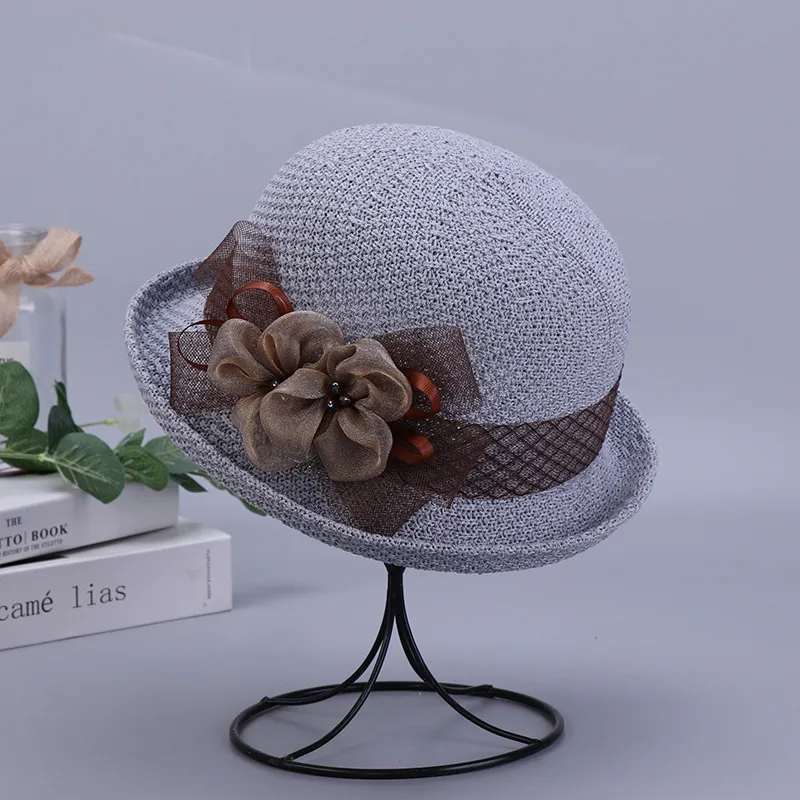 Flower Shading Breathable Bucket Hat - Grey