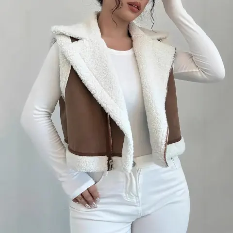 Western Style Light Fur Integrated Lamb Wool Vest