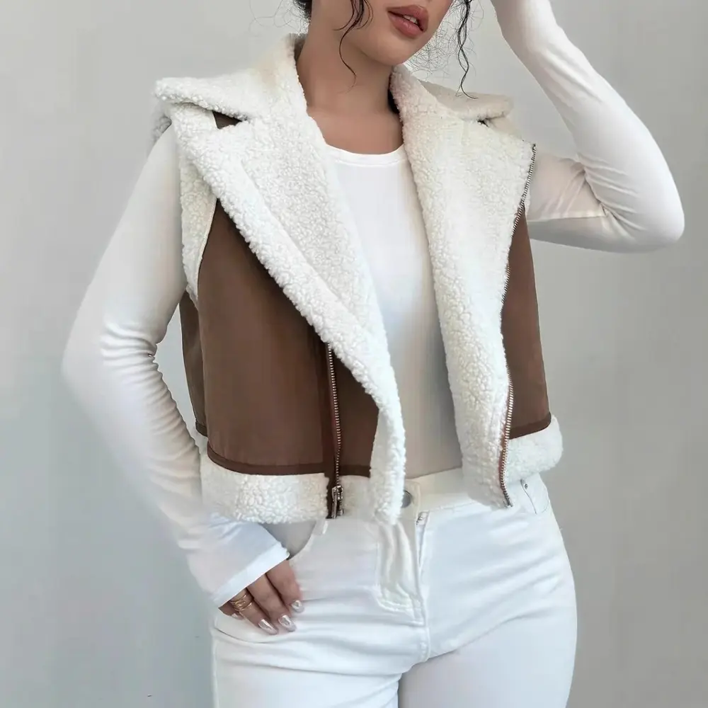 Western Style Light Fur Integrated Lamb Wool Vest