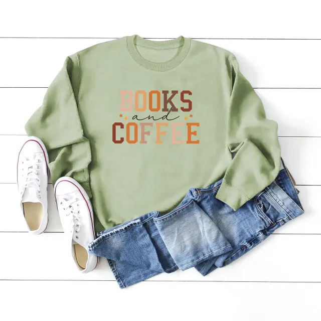 European And American Round Neck Sweater Women's Printing Stylish All matching Olive Green - Shop at LoveMi