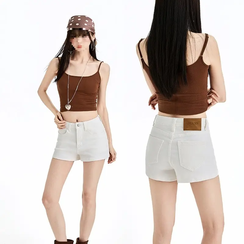White Denim Shorts For Women High-waisted Figure-flattering