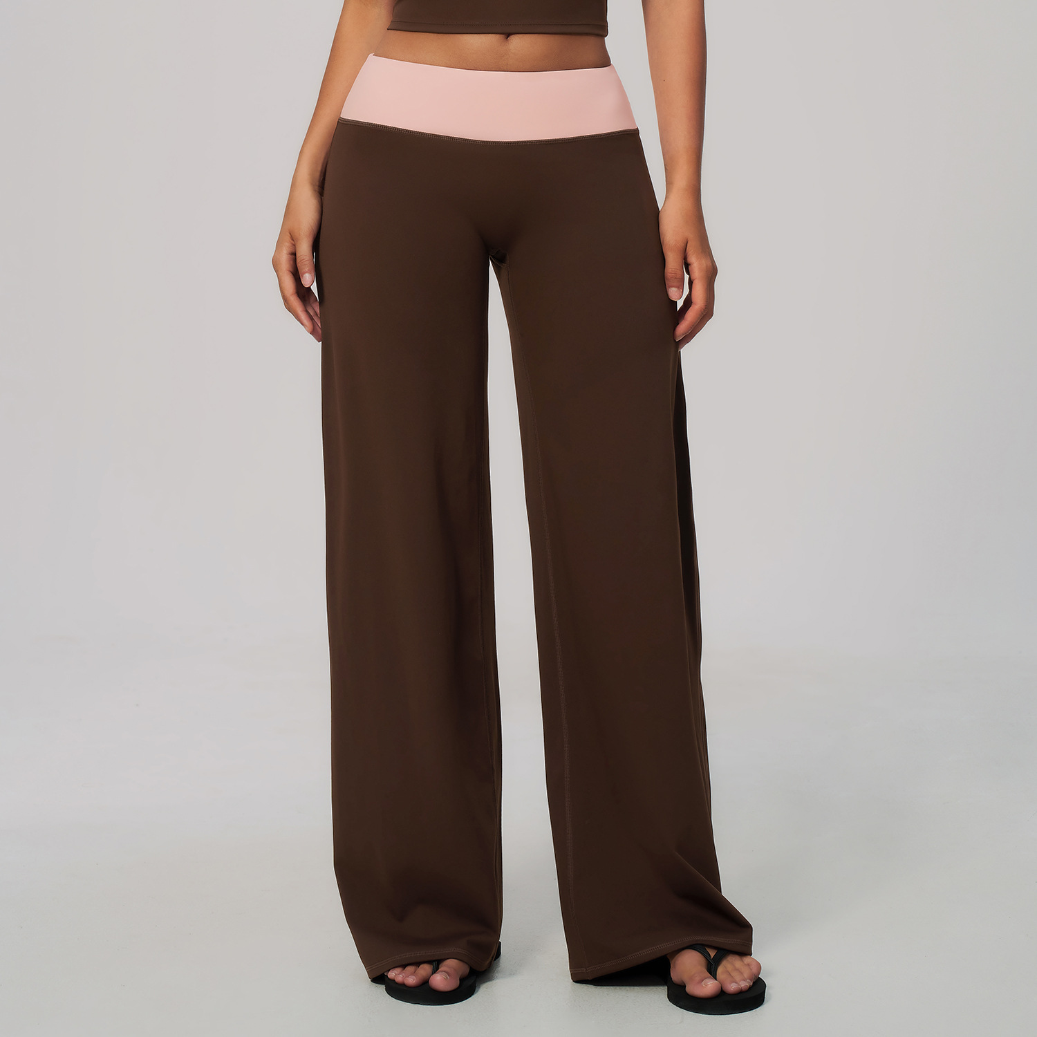 Fashionable Waist Hugging High Waisted And Hip Lifting Micro Flared Yoga Pants S Tan Brown Pink