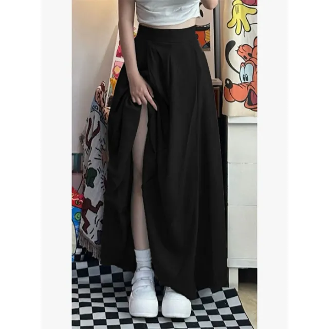 High Waist A Line Skirt Niche Umbrella Skirt Brown Pleated Dress Black Zipper - Shop at LoveMi