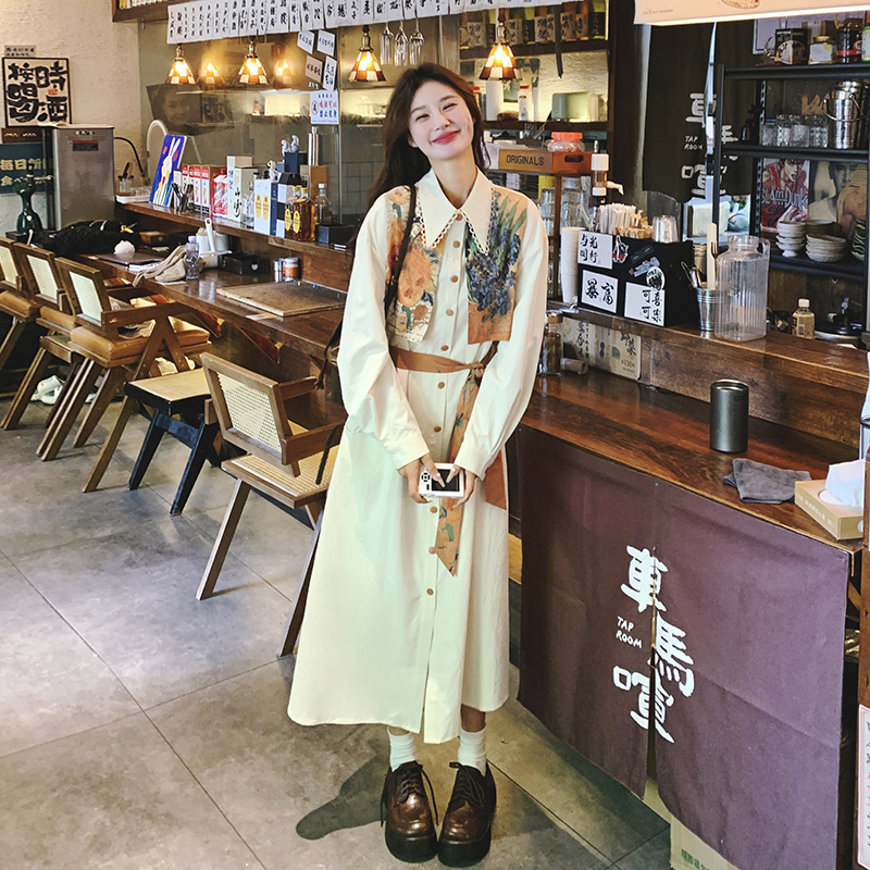 Printed Shirt Dress Women's Spring And Autumn