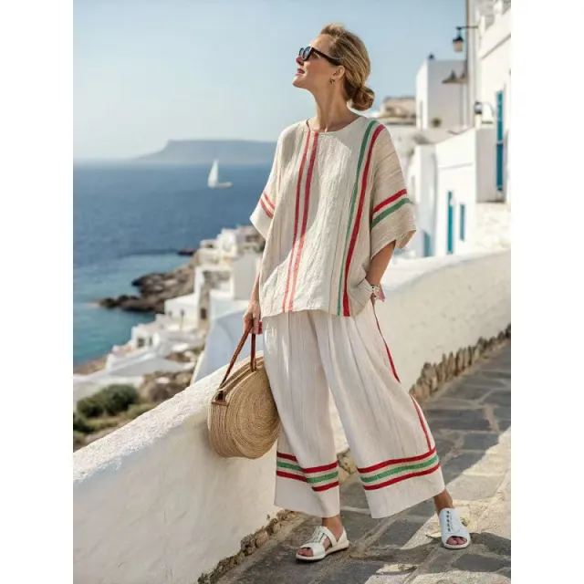 Women's Printed Short Sleeve Shirt Set Sjwxk250208075 - Shop at LoveMi