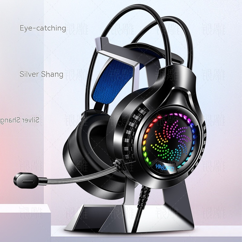 Vista 6 de Silver Eagle Q7 Head-mounted Computer Earphone With Microphone Luminous Channel USB Gaming Headset