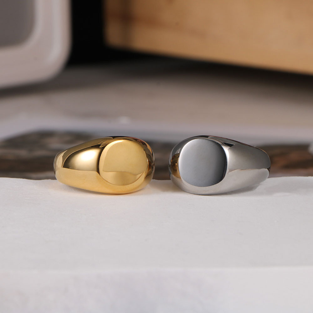 Round Flat Titanium Steel Ring With A Sleek Polished Finish For A Stylish Personalized Look