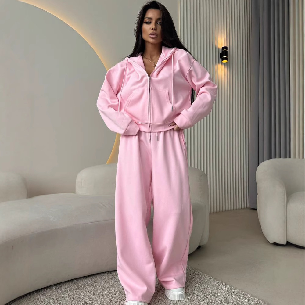 Sports Suit Long-sleeve Zip-up Hoodie And Sweatpants