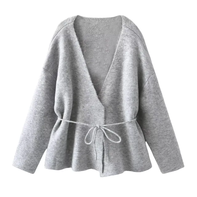 Autumn And Winter Belt Woolen Simple Cardigan Sweater - Shop at LoveMi