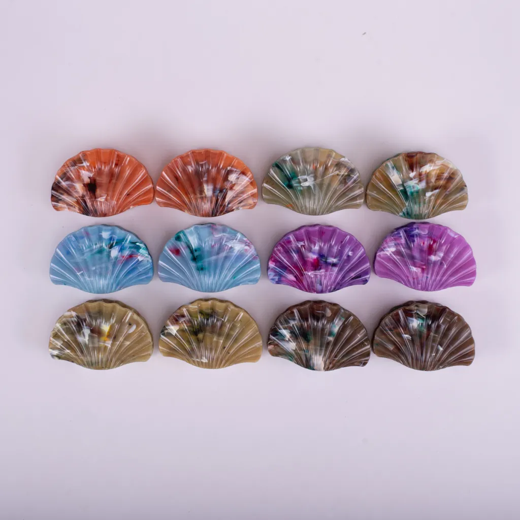 New Shell Barrettes Personalized Color Texture - A Mixed Color 12 Pack 6 Colors