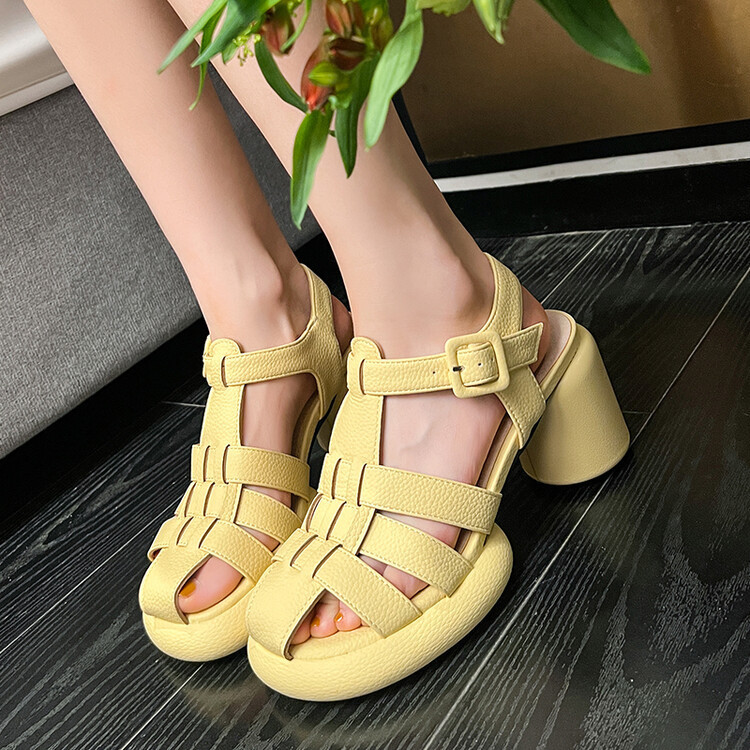 Ms Xias Platform Waterproof Chunky-heel Roman-style Sandals