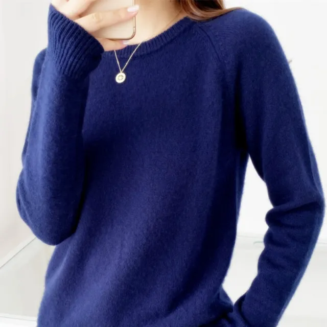 Women's Fashion Simple Knitting Bottoming Shirt Dark Blue - Shop at LoveMi