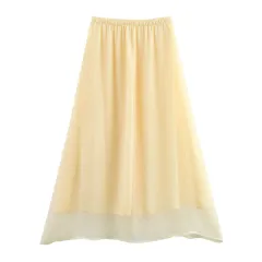 Ruffle Effect Solid Colour Midi Dress Skirt - Picture Colour-S - View 1