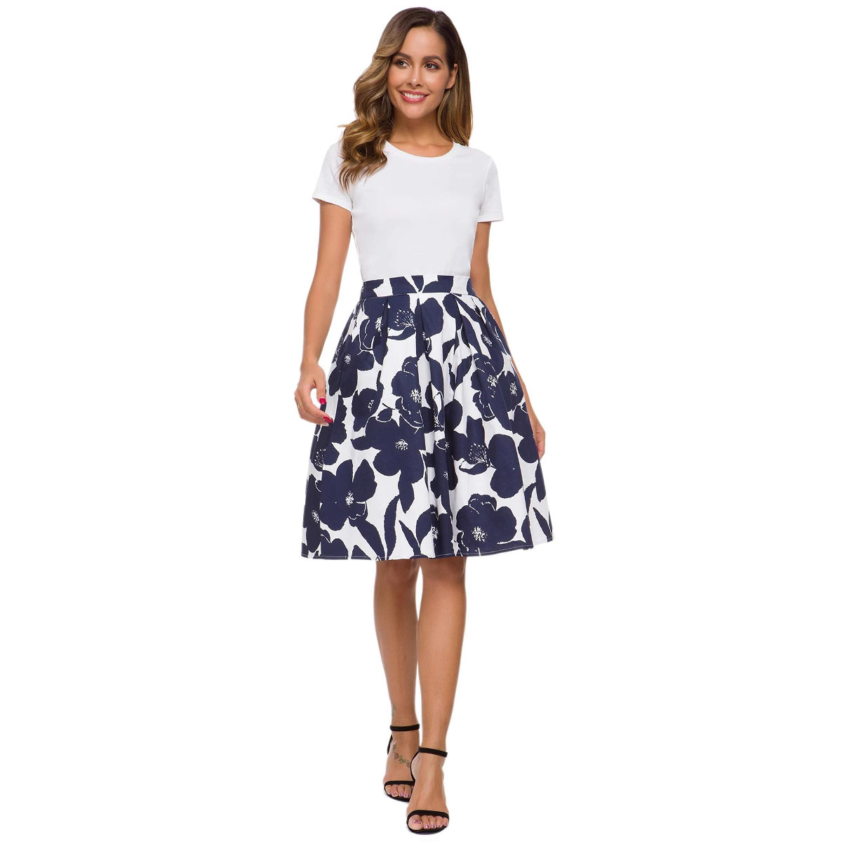 Digital-print Womens Midi Skirt