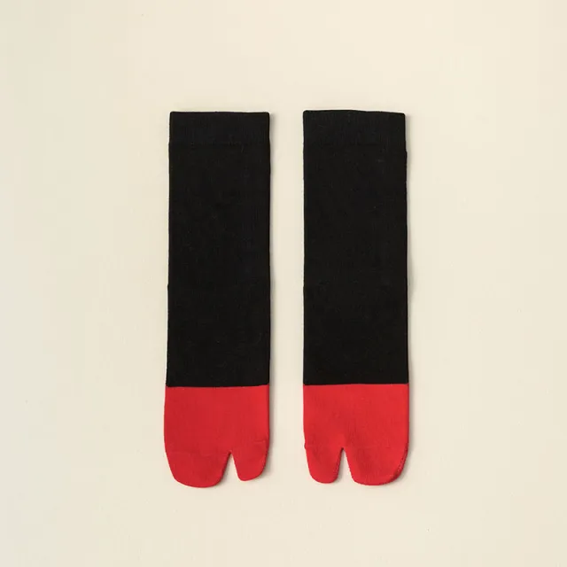 Women's Stitching Summer Thin Fashion Mid calf Two toe Socks Red - Shop at LoveMi
