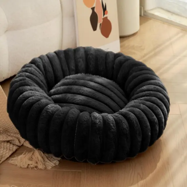 Pet Kennels Long Plush Round Cat Nest Winter Warm Dog Beds Kennel Super Soft Dogs Mat Sofa Pet Deep Sleeping SuppliesPet Products Black - Shop at LoveMi