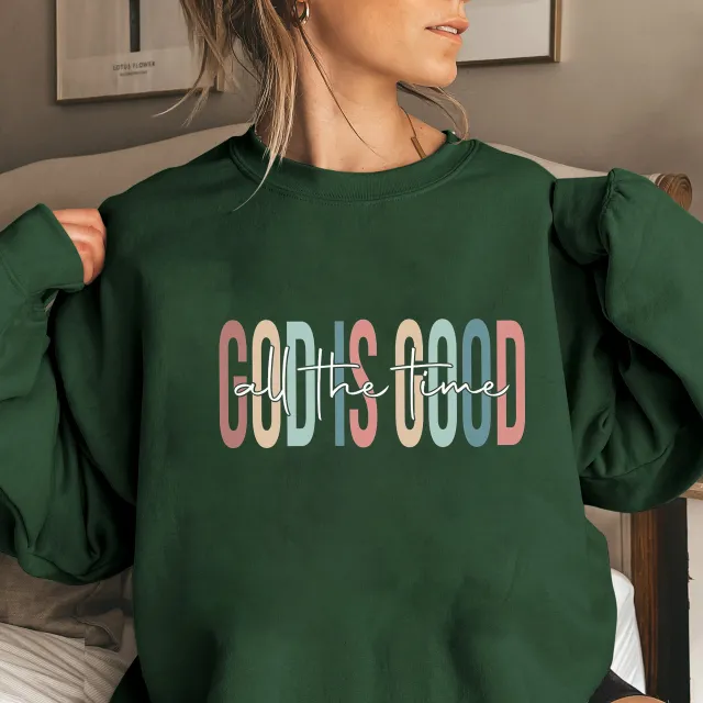 Cotton Round Neck Women's Sweater Long Sleeve Green - Shop at LoveMi