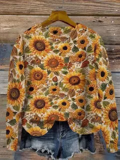 Women's Wear Flock HD 3D Printed Plant Long Sleeve Sweater - Tghxz4-2Xl - View 1