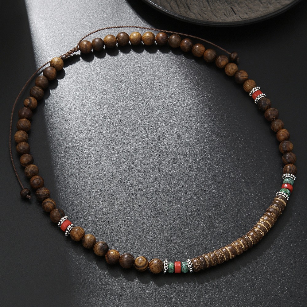 Beaded Seed Bead Necklace Boho Vintage Style Colorful Handmade Strand