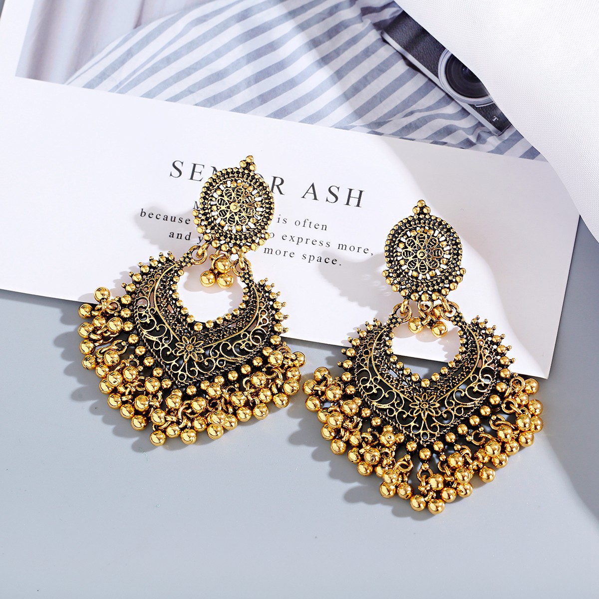 Bohemian Retro Ethnic Style Metal Alloy Earrings Exaggerated