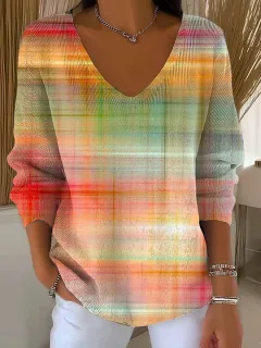 V-neck Long-sleeved Sweater Autumn And Winter 3D Printing Fashion Women's Wear - 5Style - View 1