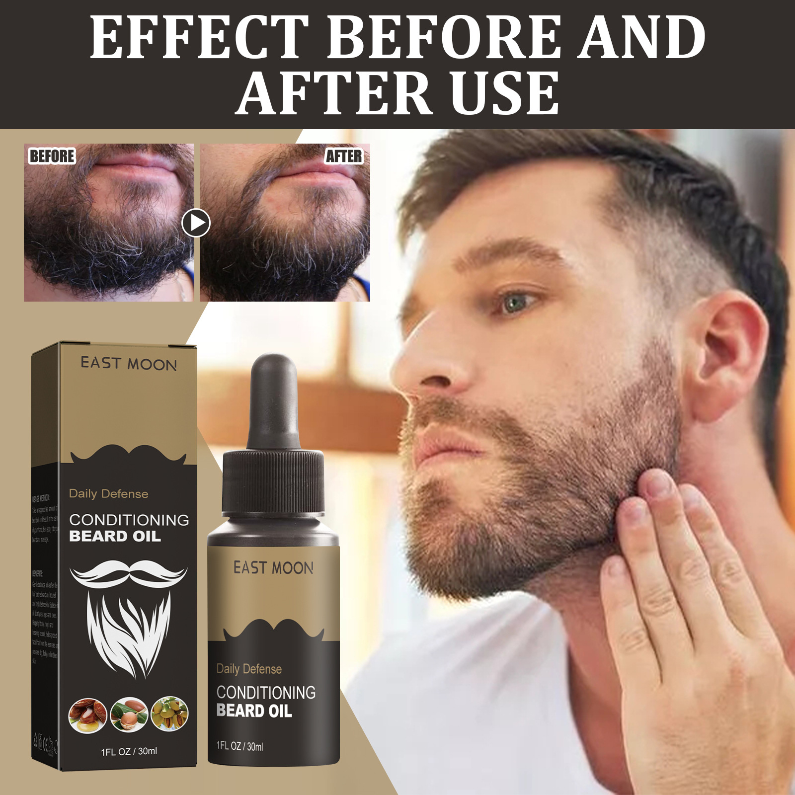 Title 3, Olio per Barba Uomo, Capelli Robusti, Idratazio...