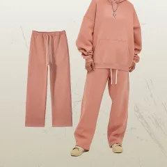 Women's Straight Velvet Solid Color Loose Sports And Leisure Trousers - Dark Pink - View 1